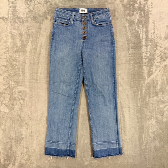PAIGE Denim - PAIGE Atley Ankle Flare Jeans Women's Size 26 Blue Light Wash Denim Button Fly